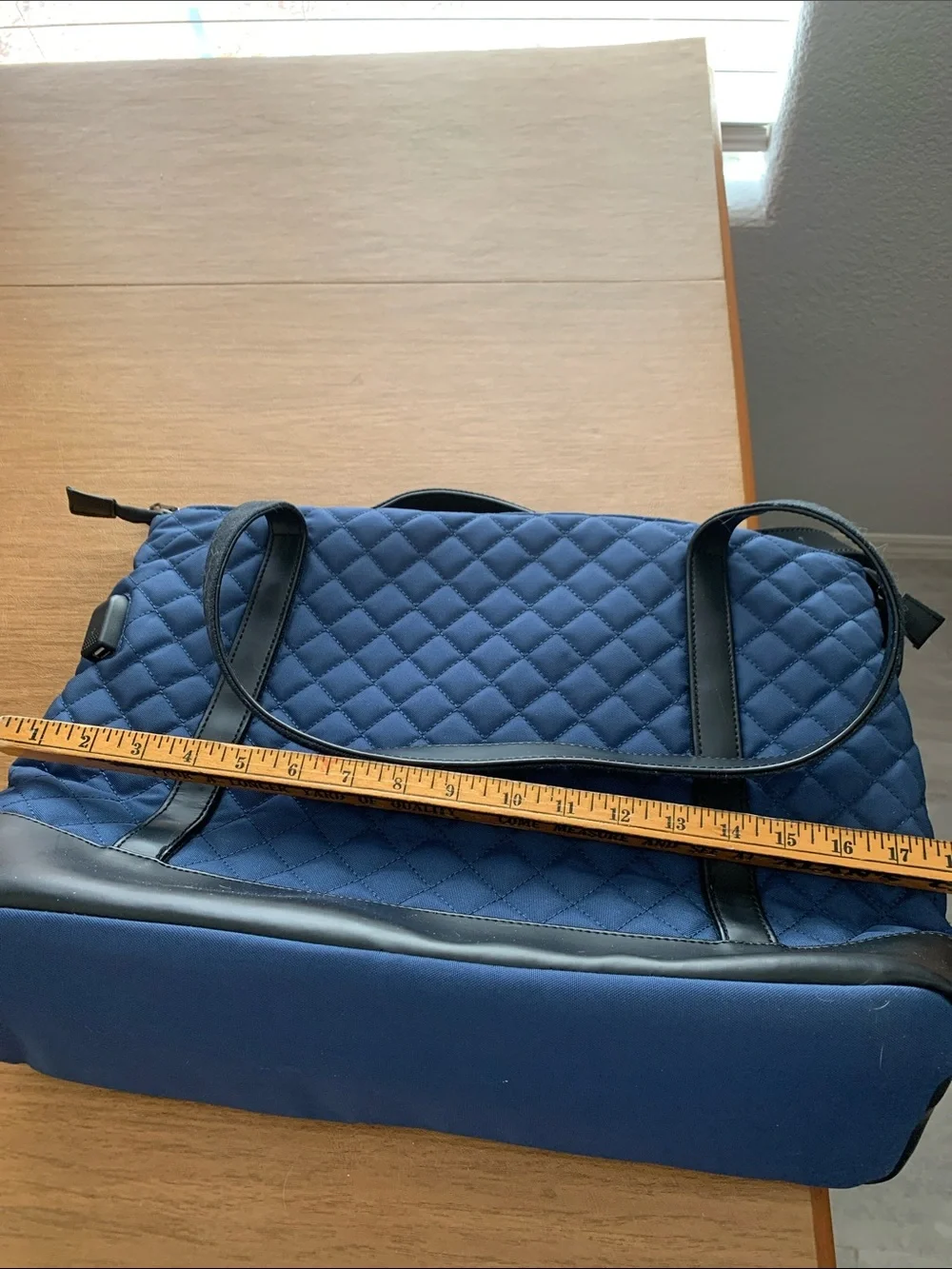 KROSER Quilted Navy Laptop Tote Bag with Black Trim